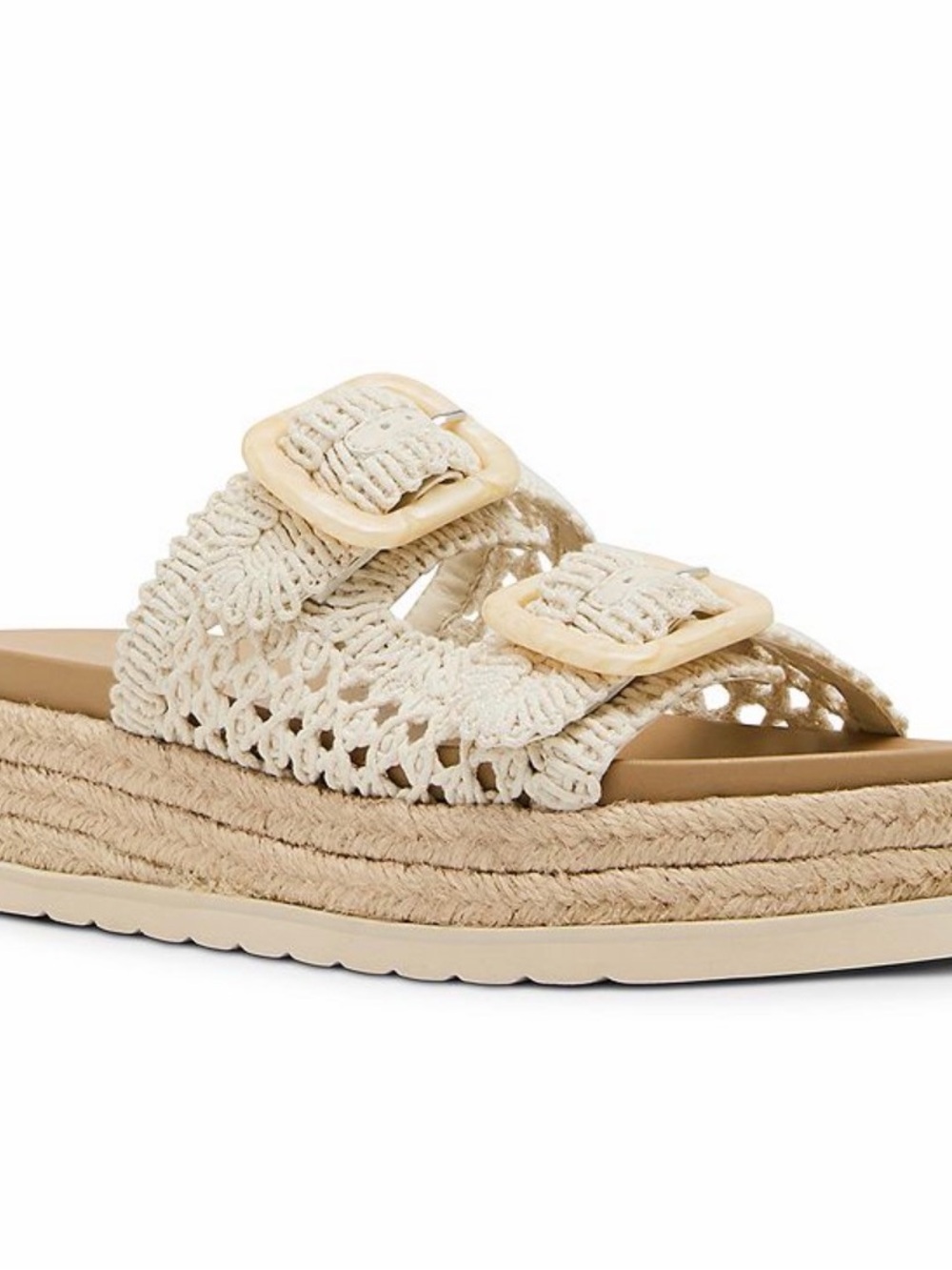 Madden Girl Cream Crochet Double Buckle Slide Sandal - Picture 3 of 4
